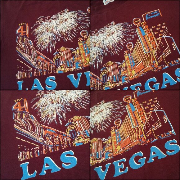 Vintage 70s-80s Miller USA T-Shirt M(38/40) Las Vegas Fremont Single Stitch Plum - Picture 6 of 11